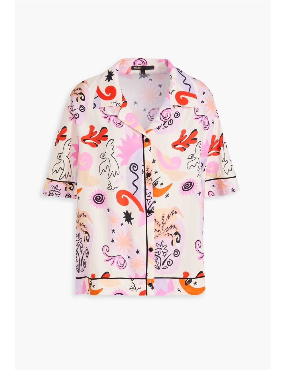 NWT Maje Cillosio silk button-up shirt size Large.